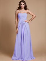 A-Line Charming Sweetheart Sleeveless Ruffles Chiffon Long Bridesmaid Dresses