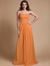 A-Line Charming Sweetheart Sleeveless Ruffles Chiffon Long Bridesmaid Dresses