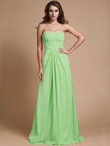 A-Line Charming Sweetheart Sleeveless Ruffles Chiffon Long Bridesmaid Dresses