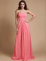 A-Line Charming Sweetheart Sleeveless Ruffles Chiffon Long Bridesmaid Dresses