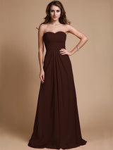 A-Line Charming Sweetheart Sleeveless Ruffles Chiffon Long Bridesmaid Dresses