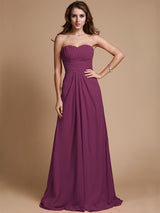 A-Line Charming Sweetheart Sleeveless Ruffles Chiffon Long Bridesmaid Dresses