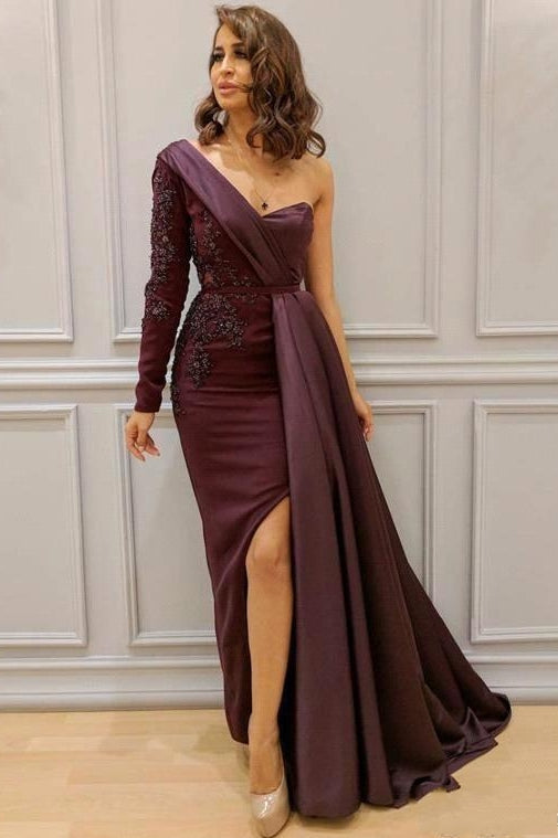 stylesnuggle offers new Graceful Asymmetric Splicing One Shoulder Appliques Spandex Satin Party Dresses Floor Length Open Back Evening Gowns With Waist Band at cheap prices. It is a gorgeous Column Prom Dresses, Evening Dresses in Satin, Lace,  which meets all your requirement.