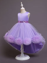 Green flower girl dresses Jewel Neck Sleeveless Bows Tulle Polyester Polyester Cotton Sequined Kids Party Dresses