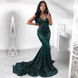 Find the Green Sequins Prom Party Gowns| Mermaid Evening Party Dress with lowest price and top quality at stylesnuggle,  free shipping & free customizing,  check out today.