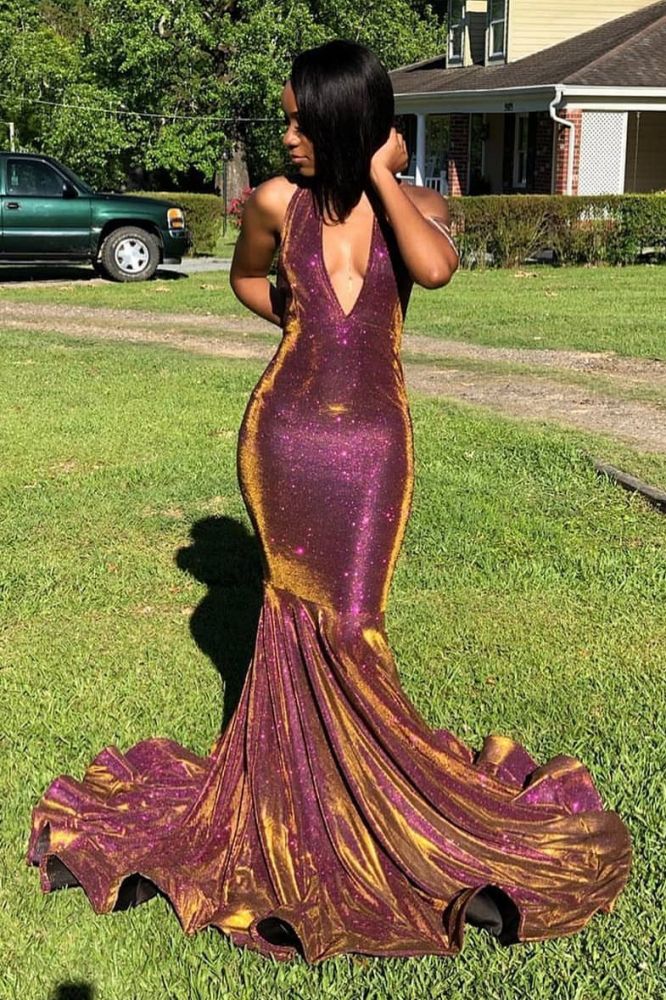 stylesnuggle offers Halter Chic V-neck Sparkle Prom Dresses Fit and Flare Sleeveless Elegant Evening Gowns On Sale at an affordable price from to Mermaid skirts. Shop for gorgeous Sleeveless collections for your big day.