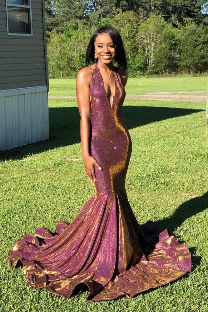 stylesnuggle offers Halter Chic V-neck Sparkle Prom Dresses Fit and Flare Sleeveless Elegant Evening Gowns On Sale at an affordable price from to Mermaid skirts. Shop for gorgeous Sleeveless collections for your big day.