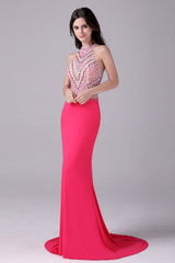 Halter Floor Length Sleeveless Backless Beading mother's dress-stylesnuggle