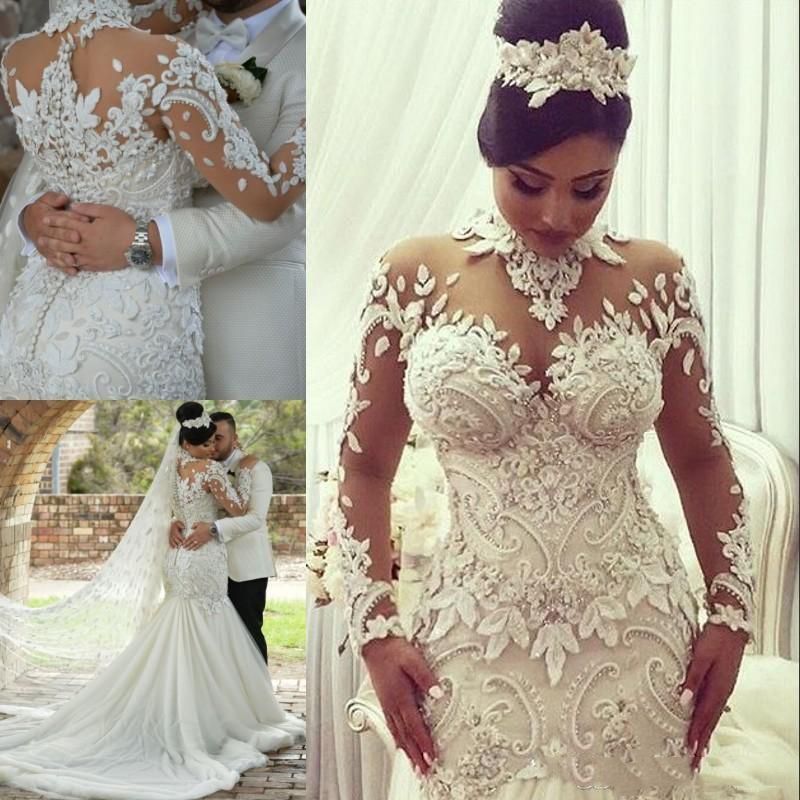 Looking for perfect dress for your big day? Check out this High Neck Beads Appliques Mermaid Wedding Dresses at stylesnuggle comes in all sizes and colors. Shop a selection of formal dresses for special occasion and weddings at reasonable price.