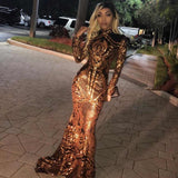 stylesnuggle offers High Neck Golden Appliques Mermaid Long Sleevess Prom Dresses at a cheap price from  to Mermaid Floor-length hem. Gorgeous yet affordable Long Sleevess Prom Dresses, Evening Dresses.