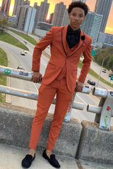 Issac Orange Three-Piece Slim Fit Prom Party Men Suits