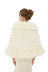 Ivory Faux Fur Wedding Shawl For Bride-stylesnuggle