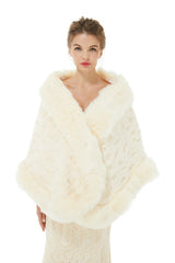 Ivory Faux Fur Wedding Shawl For Bride-stylesnuggle