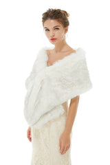 Ivory Faux Fur Wedding Shawl Open Front For Bride-stylesnuggle