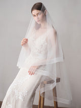 Ivory Tulle One Tier Middle-length Wedding Veil-stylesnuggle