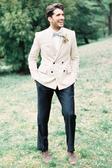 stylesnuggle made this Ivory Wedding Tuxedos For Groom, Two-pieces Set Groomsmen Best Man Suit groom with rush order service. Discover the design of this Ivory Solid Peaked Lapel Double Breasted mens suits cheap for prom, wedding or formal business occasion.