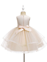 flower girl dresses Jewel Neck Polyester Sleeveless Knee-Length Ball Gown Bows Kids Social Party Dresses