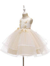 flower girl dresses Jewel Neck Polyester Sleeveless Knee-Length Ball Gown Bows Kids Social Party Dresses