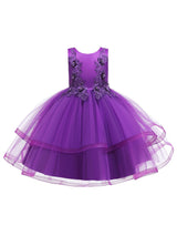 flower girl dresses Jewel Neck Polyester Sleeveless Knee-Length Ball Gown Bows Kids Social Party Dresses