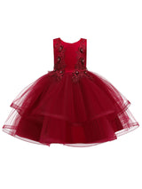 flower girl dresses Jewel Neck Polyester Sleeveless Knee-Length Ball Gown Bows Kids Social Party Dresses