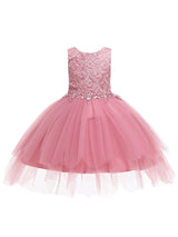 flower girl dresses Jewel Neck Sleeveless Bows Formal Kids Pageant Dresses