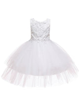 flower girl dresses Jewel Neck Sleeveless Bows Formal Kids Pageant Dresses