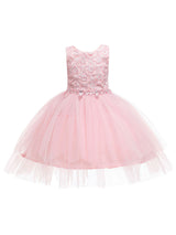 flower girl dresses Jewel Neck Sleeveless Bows Formal Kids Pageant Dresses