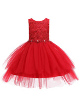 flower girl dresses Jewel Neck Sleeveless Bows Formal Kids Pageant Dresses