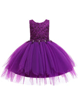 flower girl dresses Jewel Neck Sleeveless Bows Formal Kids Pageant Dresses