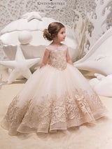 flower girl dresses Jewel Neck Sleeveless Bows Kids Social Pageant Dresses