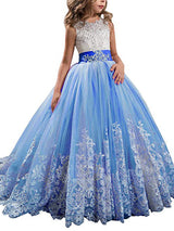 flower girl dresses Jewel Neck Sleeveless Studded Formal Kids Pageant Dresses