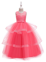 flower girl dresses Jewel Neck Tulle Sleeveless Ankle Length Princess Silhouette Kids Social Party Dresses