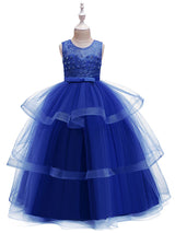 flower girl dresses Jewel Neck Tulle Sleeveless Ankle Length Princess Silhouette Kids Social Party Dresses