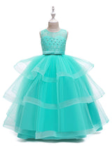 flower girl dresses Jewel Neck Tulle Sleeveless Ankle Length Princess Silhouette Kids Social Party Dresses