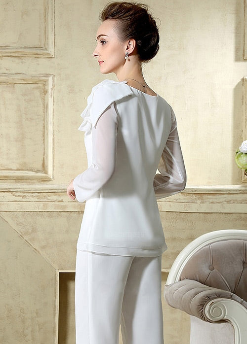 Jewel ruffles Long Sleeves Vintage Mother’s suit-stylesnuggle