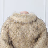 Khaki Butterfly Sleeve Lapel Collar Faux Fur Winter Wedding Wraps-stylesnuggle