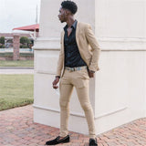 Khaki Slim Fit Two Piece Men Suit-stylesnuggle