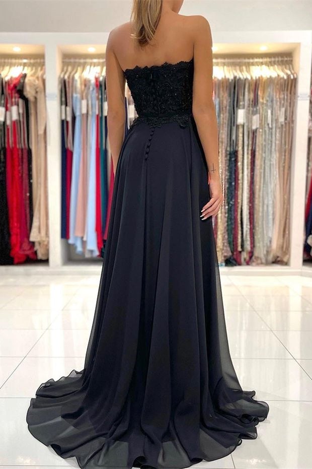 Lace Long Front Split Prom Dress Off-the-shoulder Evening Gown-stylesnuggle