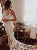 This beautiful Lace Mermaid Sleeveless Halter Chapel Train Wedding Dresses at stylesnuggle.com will make your guests say wow. The Halter bodice is thoughtfully lined.