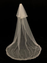 Lace One-Tier Tulle Veils Applique Waterfall Wedding Veils-stylesnuggle