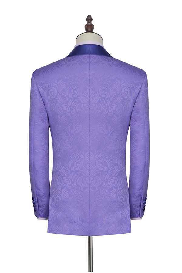 Lavender Jacquard Silk Shawl Lapel Bespoke Prom Suits-stylesnuggle