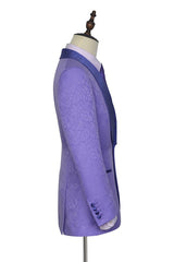 Lavender Jacquard Silk Shawl Lapel Bespoke Prom Suits-stylesnuggle