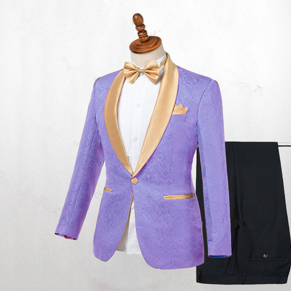 Shop Lavender One Button Jacquard Fashion Slim Fit Wedding Tuxedo for Men from stylesnuggles. Free shipping available. View our full collection of Lavender Shawl Lapel wedding suits available in different colors with affordable price.