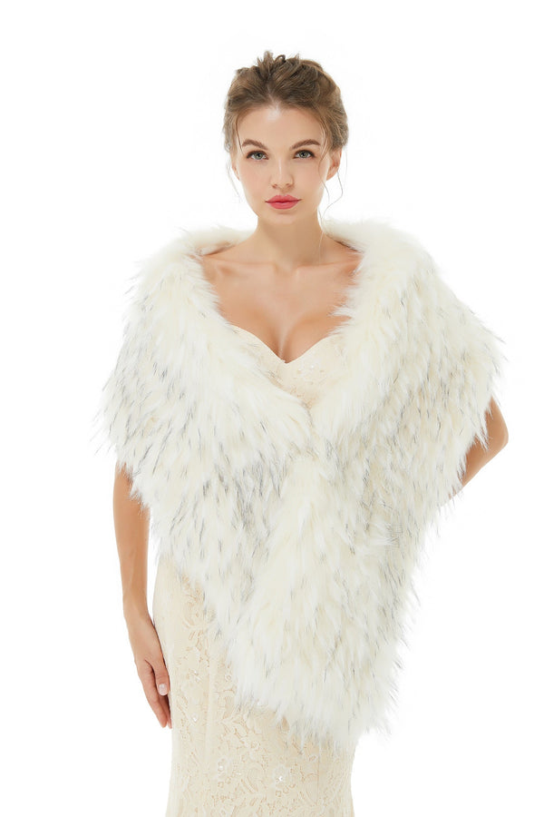 Light Gray Wedding Wrap Accessories Faux Fur Bridal Cover Ups-stylesnuggle