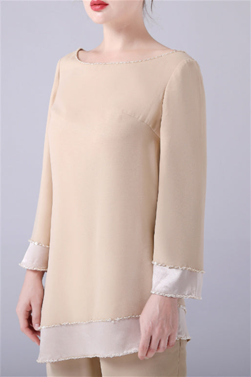 Long sleeves Jewel Asymmetrical mother's shirt-stylesnuggle