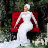 stylesnuggle offers Long Sleeves White Lace Tulle Wedding Gown at a good price, 1000+ options, fast delivery worldwide.