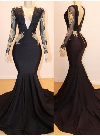 stylesnuggle offers Long Sleevess Appliques Mermaid V-neck Long Prom Dresses at a cheap price from Mermaid hem.. Be the prom belle with our Gorgeous yet affordable Long Sleevess Real Model Series.