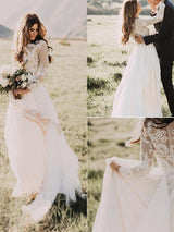 Check this beautiful Long Sleevess Floor-Length Applique Tulle A-Line Scoop Wedding Dresses at stylesnuggle.com, this dress will make your guests say wow. The Scoop bodice is thoughtfully lined, and the Floor-length skirt with Appliques to provide the airy,Lace.