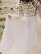 Check this beautiful Long Sleevess Floor-Length Applique Tulle A-Line Scoop Wedding Dresses at stylesnuggle.com, this dress will make your guests say wow. The Scoop bodice is thoughtfully lined, and the Floor-length skirt with Appliques to provide the airy,Lace.