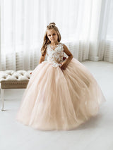 Lovely Puffy Sleeveless Flower Girl Dresses Lace Appliqued-stylesnuggle